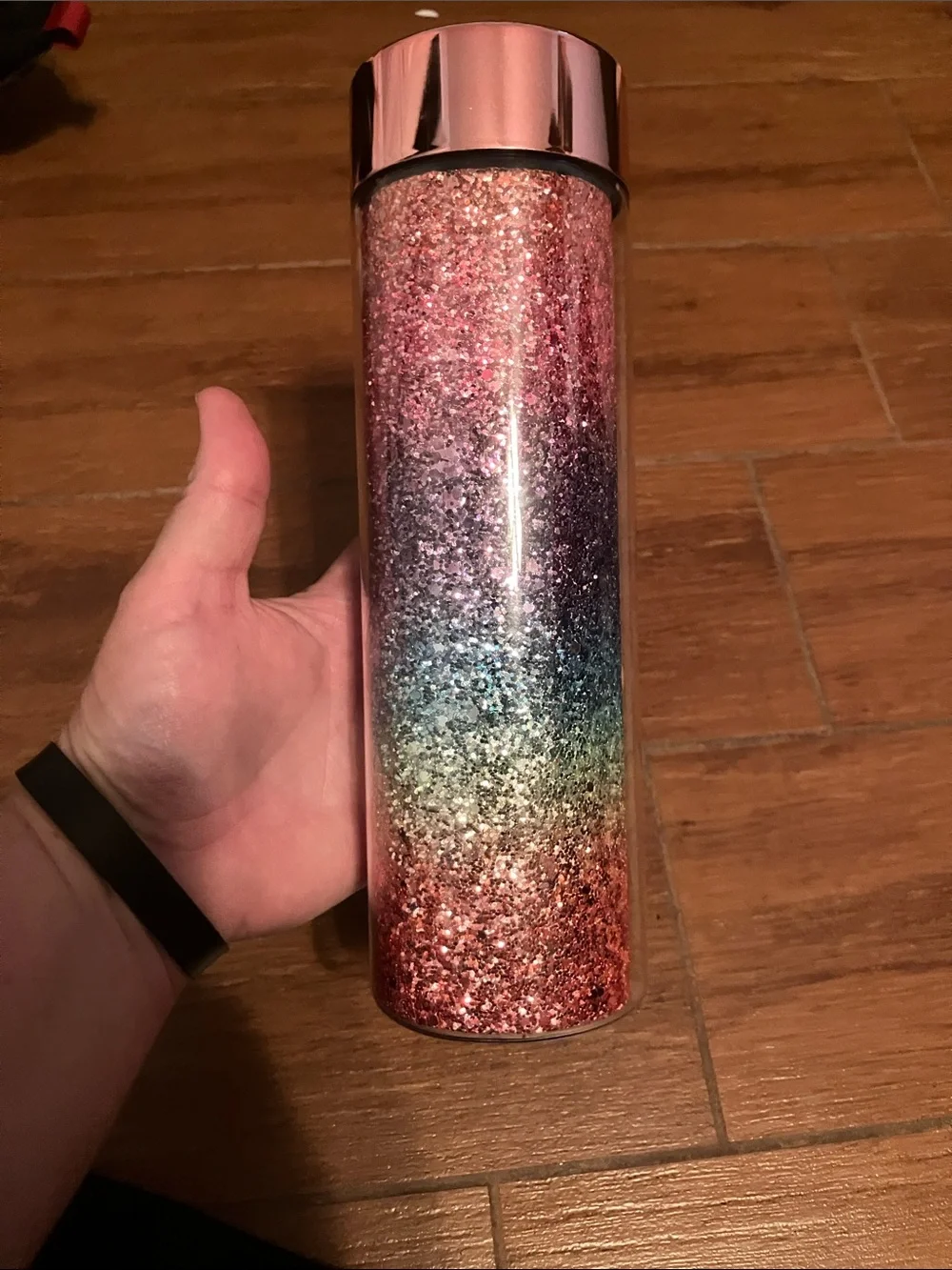 Glitter Ombre Travel Tumbler - Rose Gold Lid New